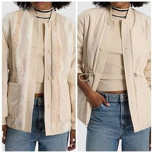 Express $198 Reversible coat Quilted Faux Fur Bomber Jacket women's small NEW